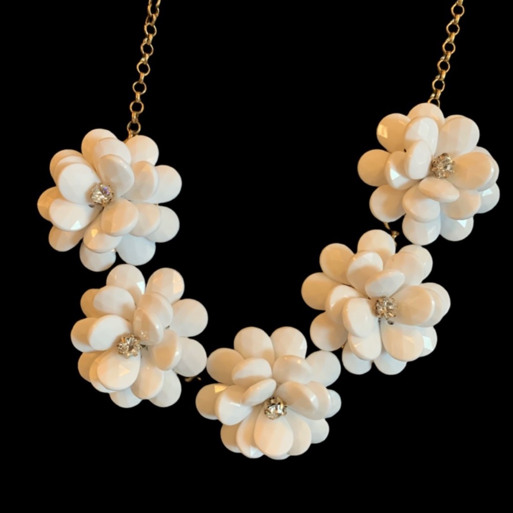 J Crew Floral Rhinestone Necklace - Picture 2 of 6
